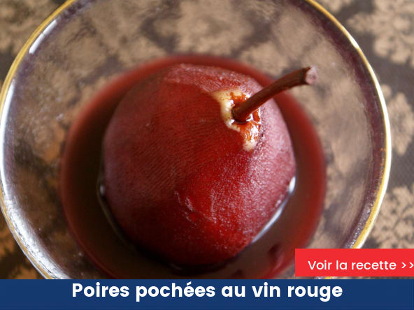 Poires pochées au vin rouge